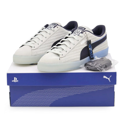 396246-01 PlayStation Puma Suede Glacial Gray New Navy (Men's)