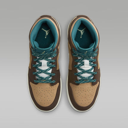DZ6335-200 Nike GS Air Jordan 1 Mid SE Cacao Wow Ale Brown Twine Luminous Green