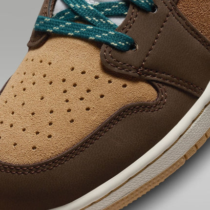 DZ6335-200 Nike GS Air Jordan 1 Mid SE Cacao Wow Ale Brown Twine Luminous Green