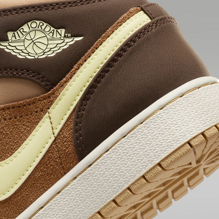 DZ6335-200 Nike GS Air Jordan 1 Mid SE Cacao Wow Ale Brown Twine Luminous Green