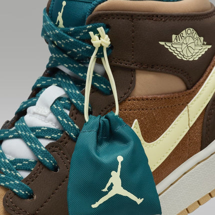DZ6335-200 Nike GS Air Jordan 1 Mid SE Cacao Wow Ale Brown Twine Luminous Green