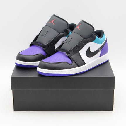 553558-154 Nike Air Jordan 1 Low Bright Concord Aqua Court Purple Black (Men's)