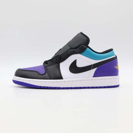 553558-154 Nike Air Jordan 1 Low Bright Concord Aqua Court Purple Black (Men's)