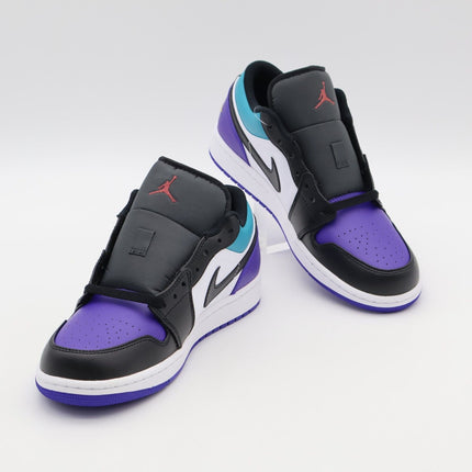 553558-154 Nike Air Jordan 1 Low Bright Concord Aqua Court Purple Black (Men's)