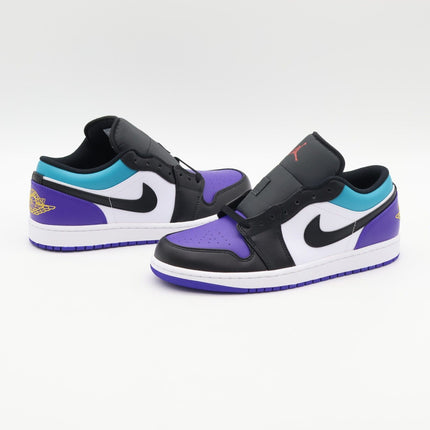 553558-154 Nike Air Jordan 1 Low Bright Concord Aqua Court Purple Black (Men's)