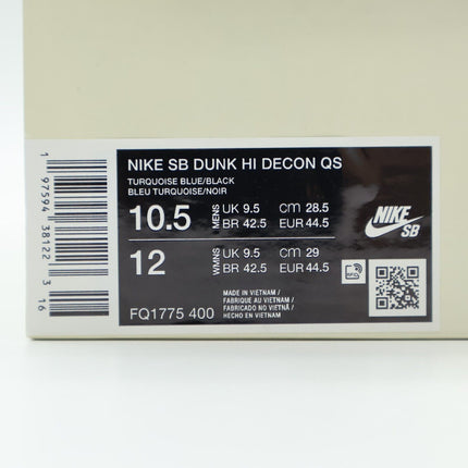 FQ1775-400 Di�forr Greenwood Nike SB Dunk High Decon QS Turquoise Blue (Men's)