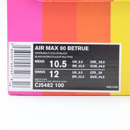 CJ5482-100 Nike Air Max 90 Be True Rainbow White Wolf Grey Black (Men's)