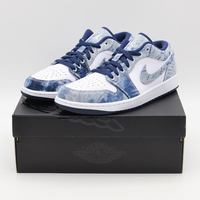CZ8455-100 Nike Air Jordan 1 Low Washed Denim Midnight Navy White Blue (Men's)