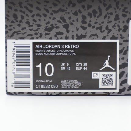 CT8532-080 Nike Air Jordan 3 Retro Fear Night Stadium Total Orange Black (Men's)