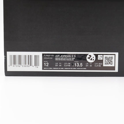 FJ5934-001 Nike Air Jordan 9 Golf Cool Grey (Men's)