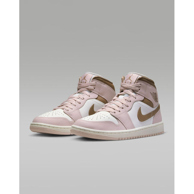 BQ6472-620 Nike Women's Air Jordan 1 Mid Pink Oxford Sail Archaeo Brown (Women's