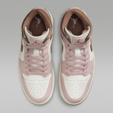 BQ6472-620 Nike Women's Air Jordan 1 Mid Pink Oxford Sail Archaeo Brown (Women's