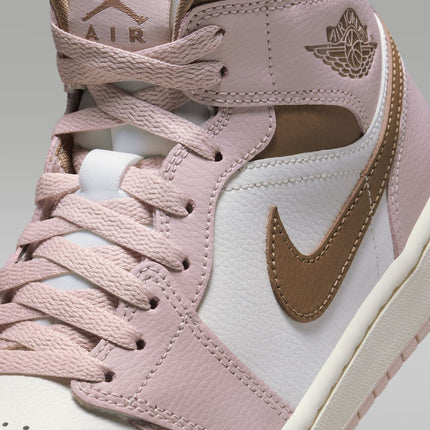 BQ6472-620 Nike Women's Air Jordan 1 Mid Pink Oxford Sail Archaeo Brown (Women's
