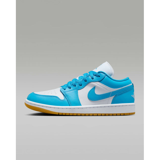 DC0774-104 Nike Air Jordan 1 Low White Gum Light Brown Dark Powder Blue (Women's