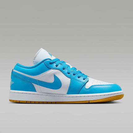 DC0774-104 Nike Air Jordan 1 Low White Gum Light Brown Dark Powder Blue (Women's