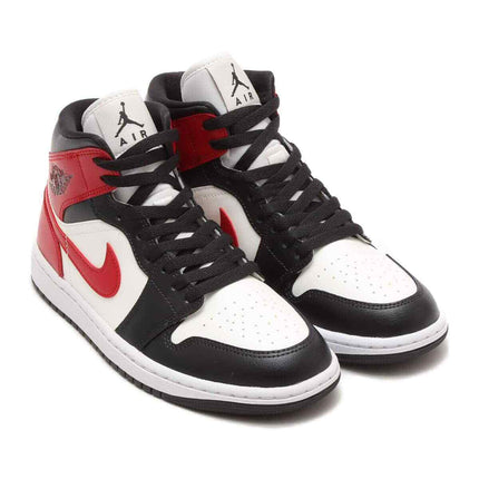BQ6472-160 Nike Air Jordan 1 Mid Sail Off Noir White Gym Red (Women's)