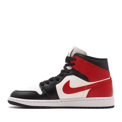 BQ6472-160 Nike Air Jordan 1 Mid Sail Off Noir White Gym Red (Women's)