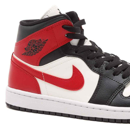 BQ6472-160 Nike Air Jordan 1 Mid Sail Off Noir White Gym Red (Women's)