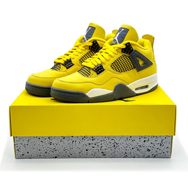 CT8527-700 Nike Air Jordan 4 Retro Lightning Thunder Tour Yellow Grey (Men's)