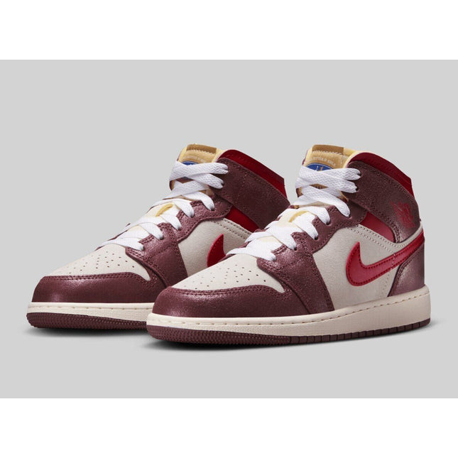 HF3196-100 Nike GS Air Jordan 1 Mid SE Coconut Milk Dark Pony Pale Vanilla