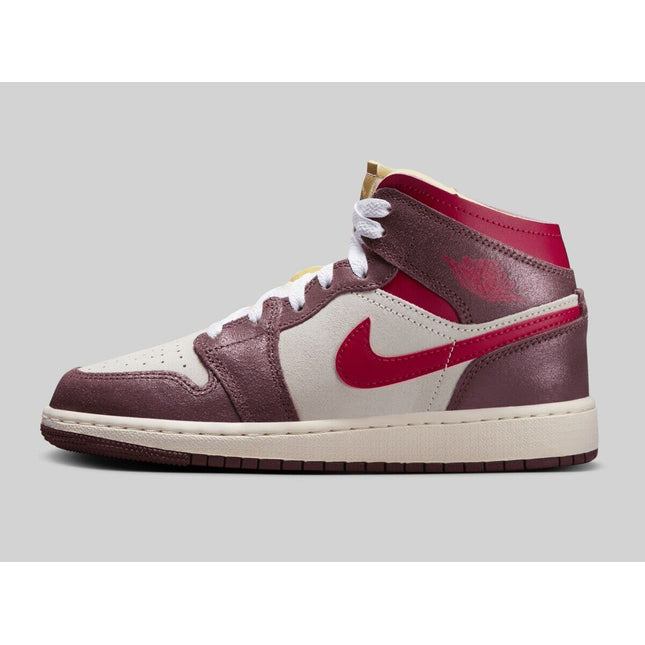 HF3196-100 Nike GS Air Jordan 1 Mid SE Coconut Milk Dark Pony Pale Vanilla