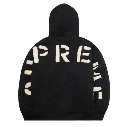 Supreme Faux Fur Lined Zip Up Hooded Sweatshirt Black