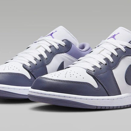 553558-145 Nike Air Jordan 1 Low White Dark Blue Grey Purple Comet Indigo (Men's