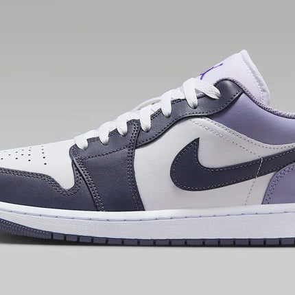 553558-145 Nike Air Jordan 1 Low White Dark Blue Grey Purple Comet Indigo (Men's