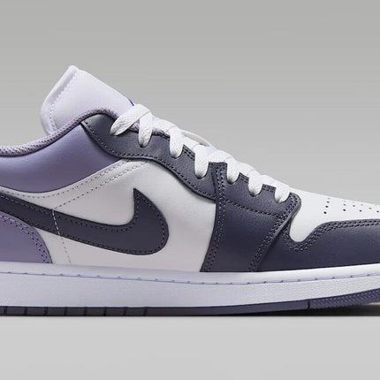 553558-145 Nike Air Jordan 1 Low White Dark Blue Grey Purple Comet Indigo (Men's