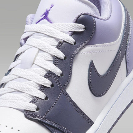 553558-145 Nike Air Jordan 1 Low White Dark Blue Grey Purple Comet Indigo (Men's