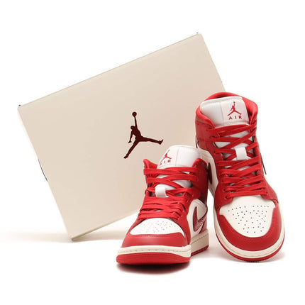 HJ9337-106 Nike Women's Air Jordan 1 Mid SE Sail Varsity Red Team Red (Women's)