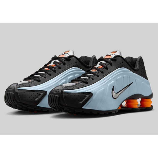 AR3565-401 Nike Shox R4 Blue Tint Total Orange Black Metallic Silver (Women's)
