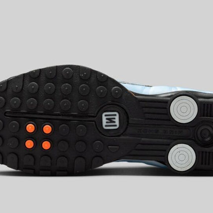 AR3565-401 Nike Shox R4 Blue Tint Total Orange Black Metallic Silver (Women's)