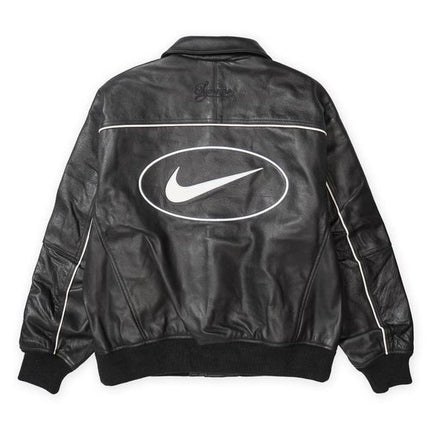 HF9634-010 Supreme Nike Leather Varsity Jacket Black