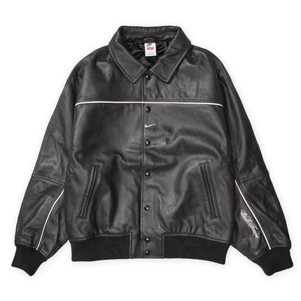 HF9634-010 Supreme Nike Leather Varsity Jacket Black