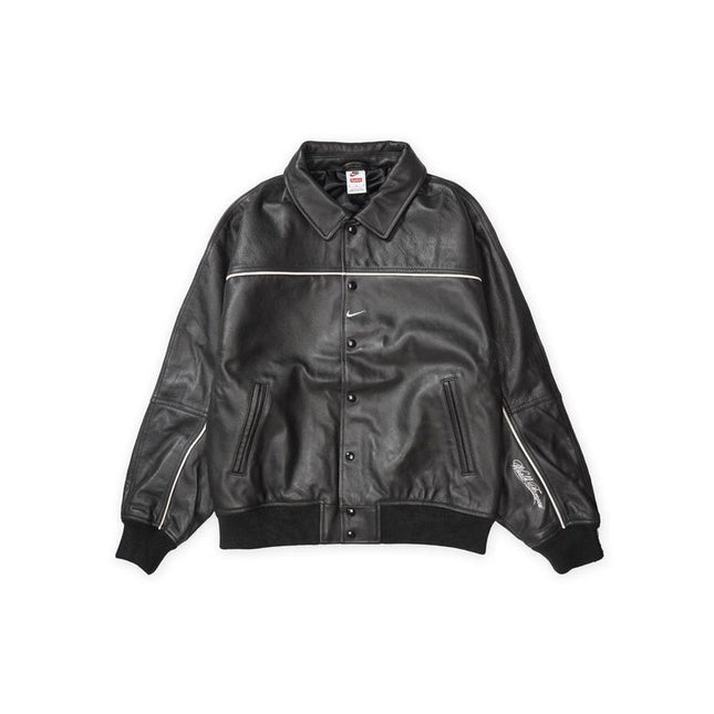 HF9634-010 Supreme Nike Leather Varsity Jacket Black