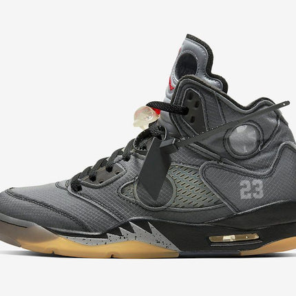 CT8480-001 Off-White �~ Nike Air Jordan 5 Black Muslin Fire Red (Men's)