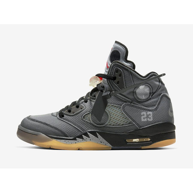 CT8480-001 Off-White �~ Nike Air Jordan 5 Black Muslin Fire Red (Men's)