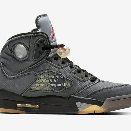 CT8480-001 Off-White �~ Nike Air Jordan 5 Black Muslin Fire Red (Men's)