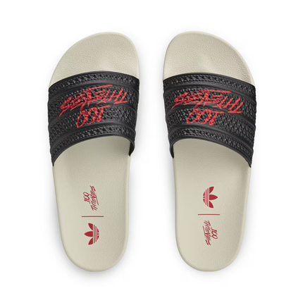 JR9152 100 Thieves �~ adidas Originals Adilette Core BlackRed (Men's)
