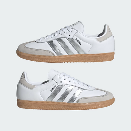 JI2725 adidas Originals Samba OG Cloud White Silver Metallic Grey One (Women's)