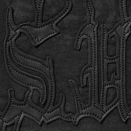 Supreme Leather Applique Zip Up Hooded Sweatshirt Black