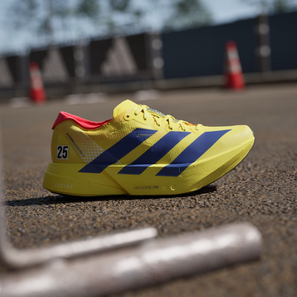 JR6358 adidas Adizero Adios Pro 4 Lucid Blue Pure Sulfur Lucid Red (Women's)