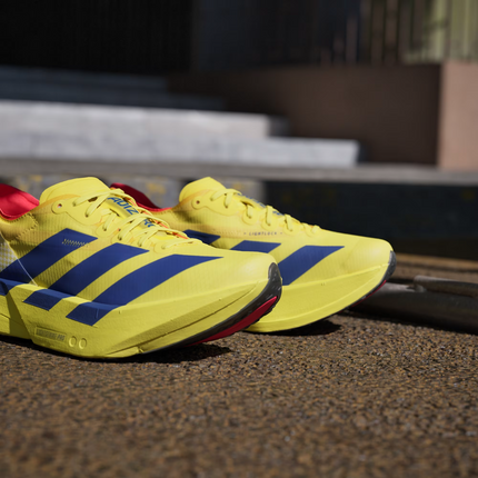 JR6358 adidas Adizero Adios Pro 4 Lucid Blue Pure Sulfur Lucid Red (Women's)