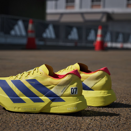 JR6358 adidas Adizero Adios Pro 4 Lucid Blue Pure Sulfur Lucid Red (Women's)