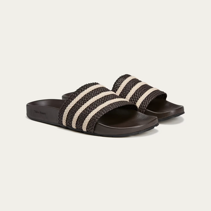 JR0229 Wales Bonner adidas Originals Adilette Dark Brown Wonder White (Men's)