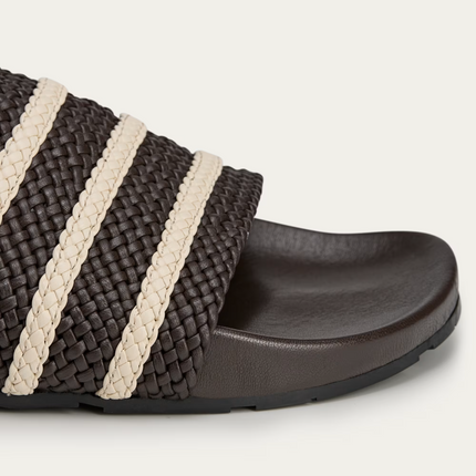 JR0229 Wales Bonner adidas Originals Adilette Dark Brown Wonder White (Men's)