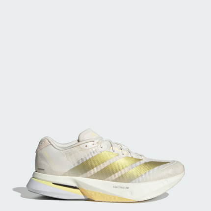 JS4952 adidas  Adizero Boston 13 Chalk White Gold Metallic Orange Tint (Women's)