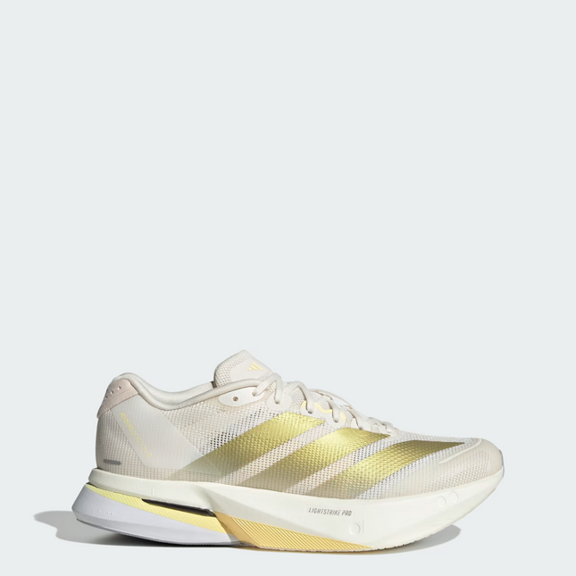 JS4952 adidas  Adizero Boston 13 Chalk White Gold Metallic Orange Tint (Women's)