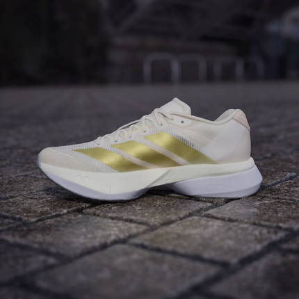 JS4952 adidas  Adizero Boston 13 Chalk White Gold Metallic Orange Tint (Women's)